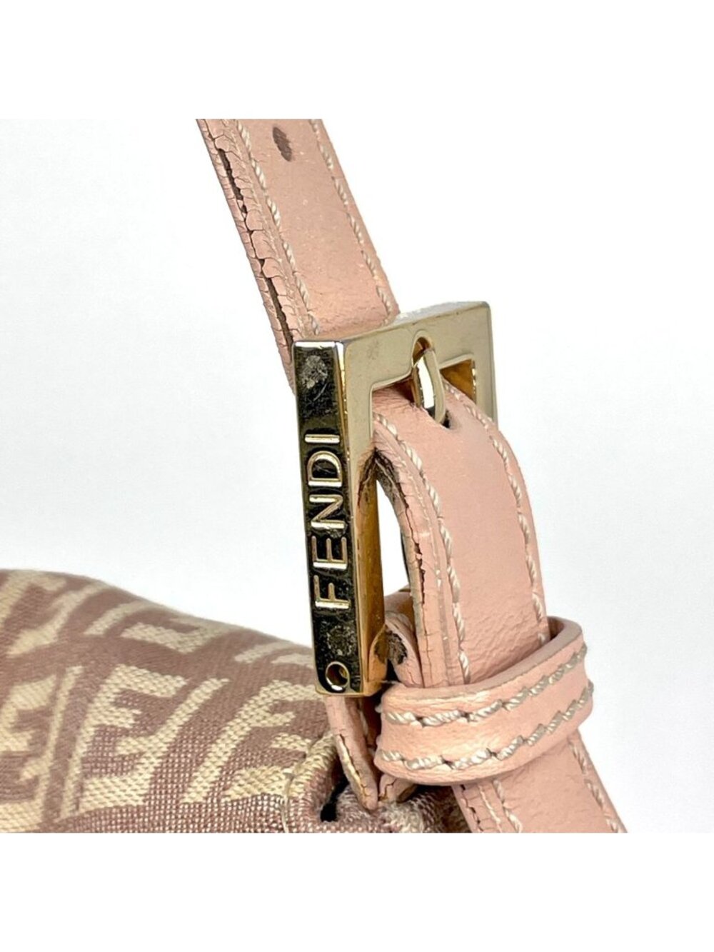 Fendi Zucchino Pattern Shoulder Bag Mamma Baguette Canvas Pink - Picture 6 of 10
